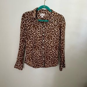 J. crew silk cotton animal print button up 6